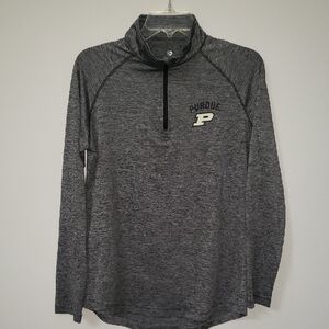 Purdue University Top Womens L Colosseum Heathered Mock Neck 1/4 Zip Pullover